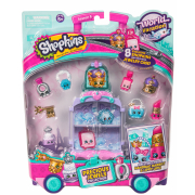 Shopkins, mini dulciuri asortate si carucior, 8 figurine Purple
