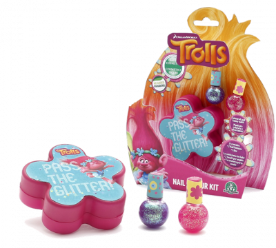 Trusa de unghii cu cutie in forma de floare - colectia Trolls